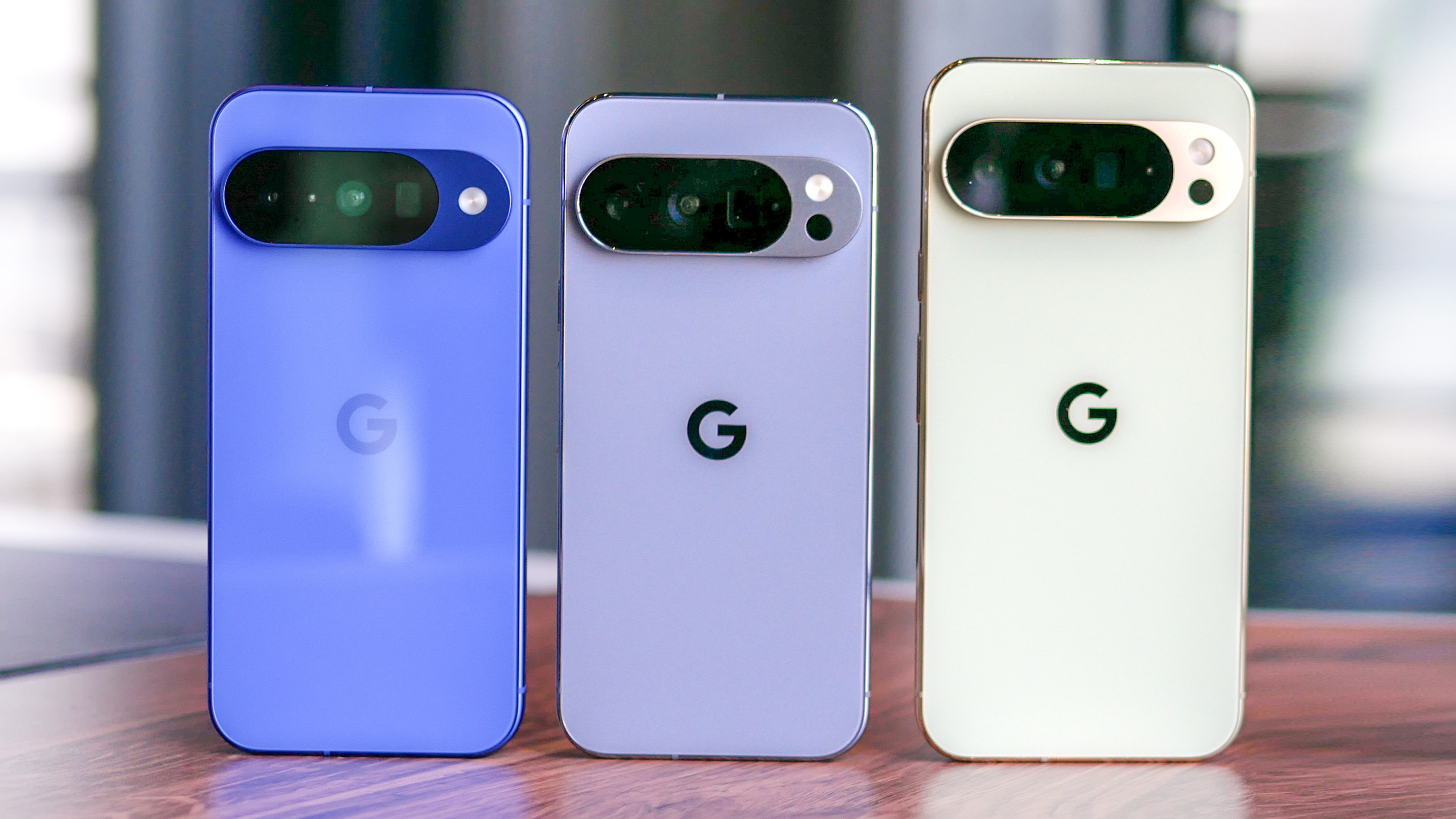 Pixel 10 vs Pixel 10 Pro vs Pixel 10 Pro XL showing their back casings and cameras.