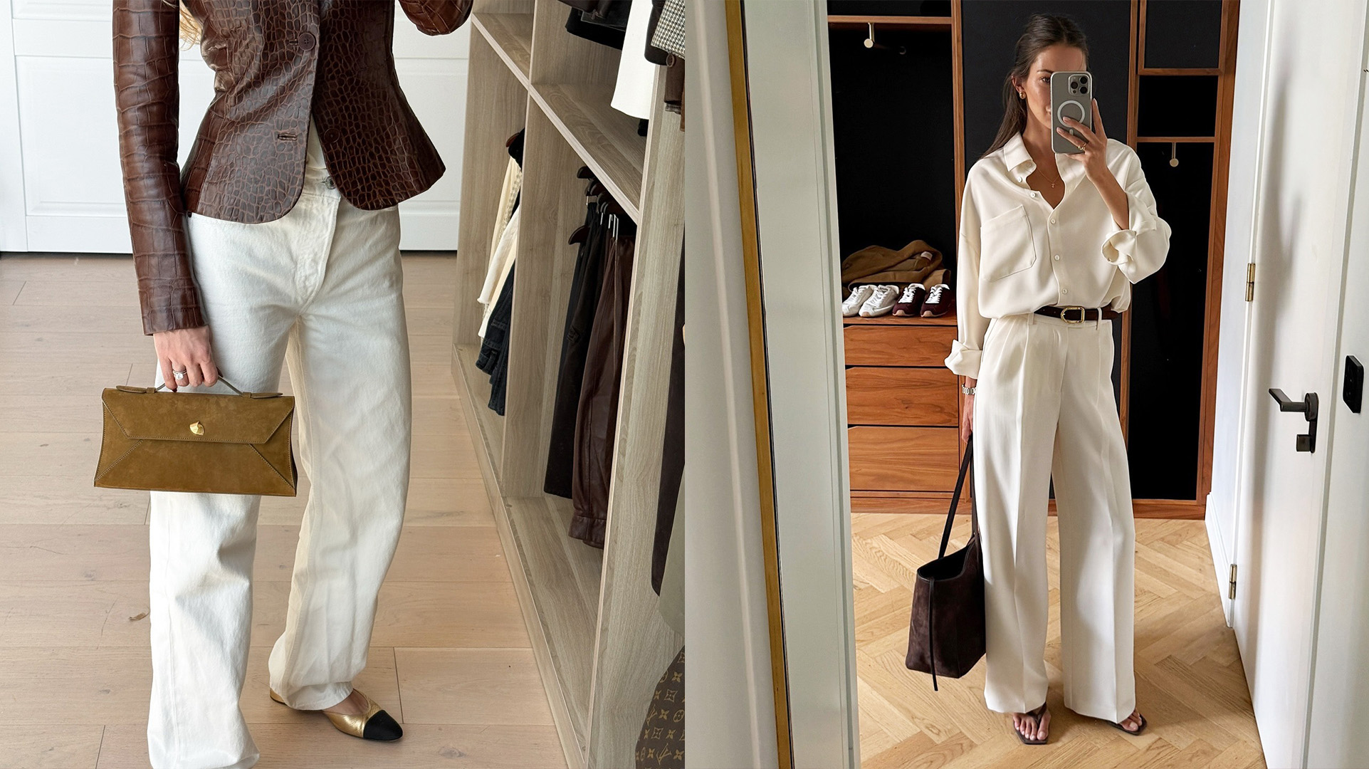 Influencers taking mirror selfies in closets