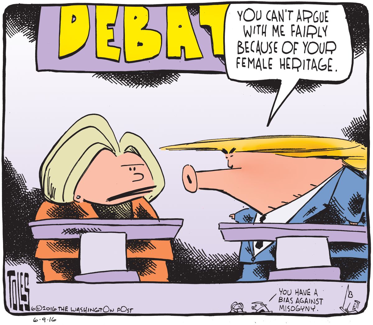 Political Cartoon U.s. 2016 Hilary Trump Debate 