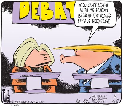Political cartoon U.S. 2016 Hilary Trump debate