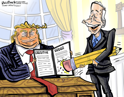 Political Cartoon U.S. Trump Biden executive order