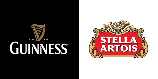 Guinness and Stella Artois logos switching colours