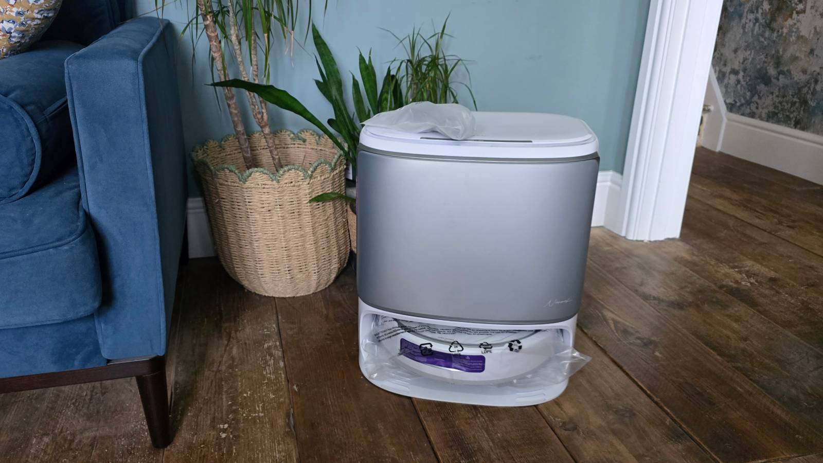 Narwal Flow robot mop and vacuum in living room taken out of wrapping