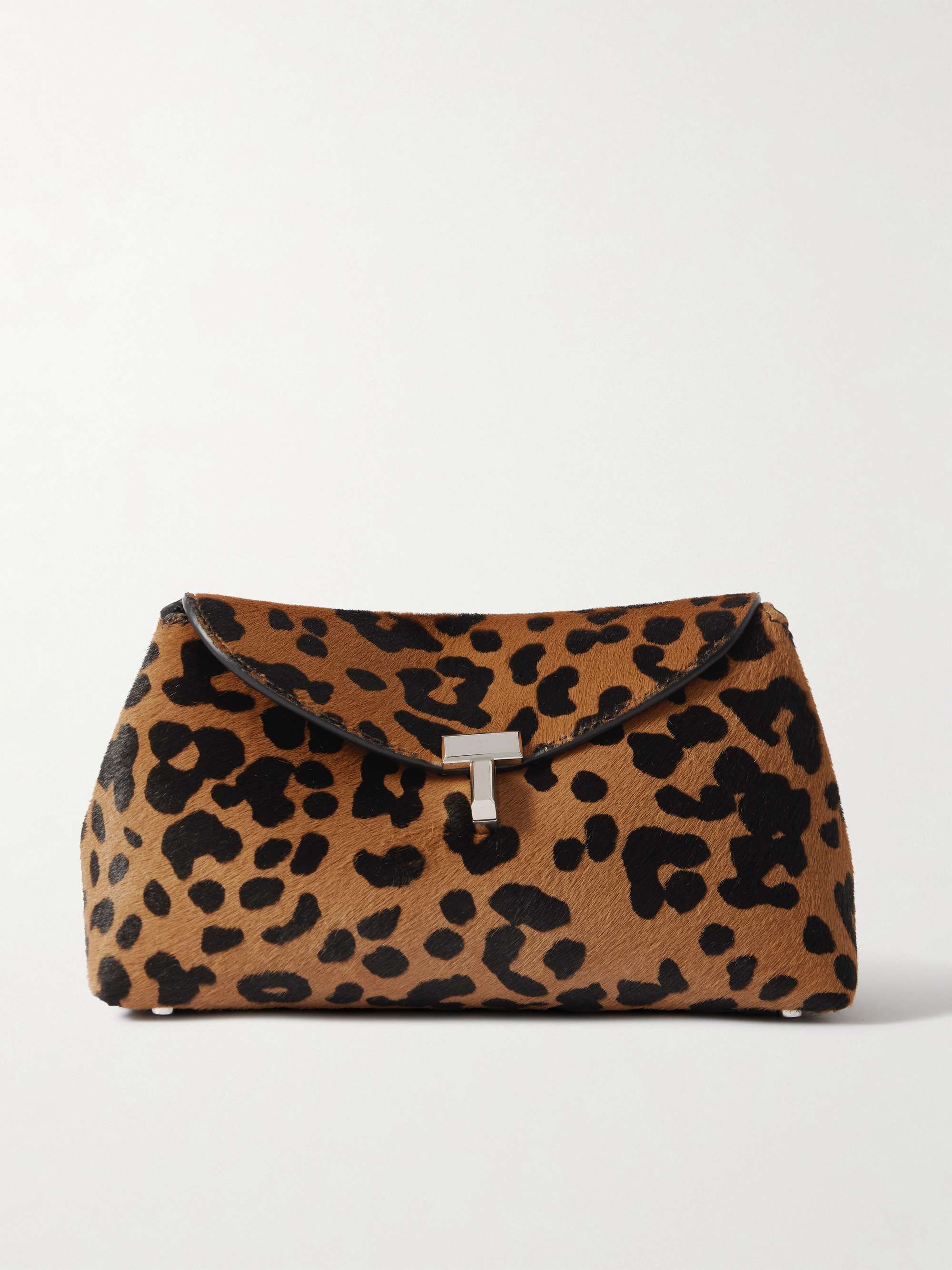 T-Lock Mini Leopard-Print Calf Hair Clutch