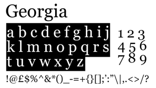 Black and white text displaying the serif font Georgia on a black and white background.