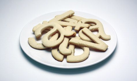 Alphabetical shaped cookies