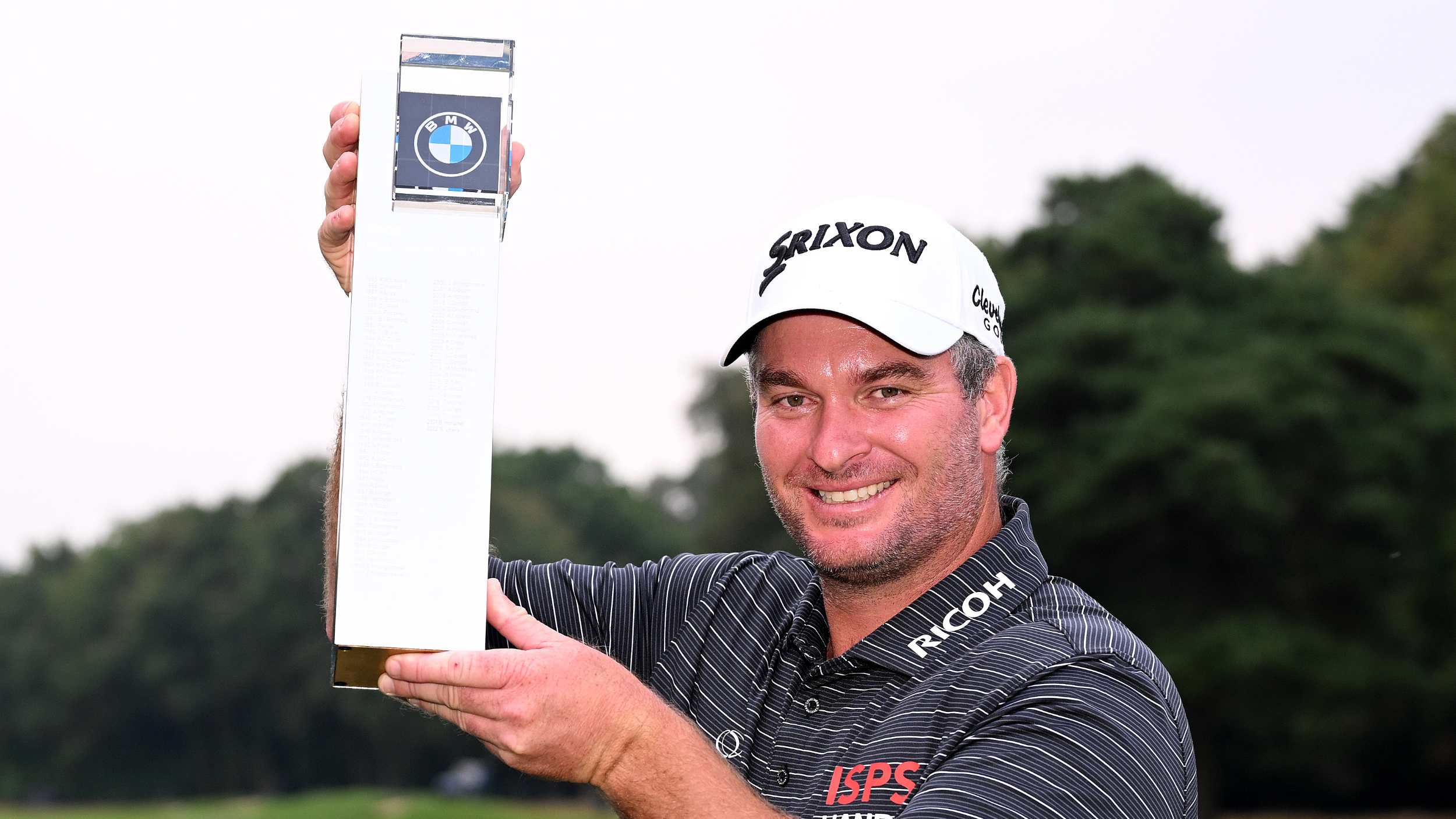 Ryan Fox holding the BMW PGA Championship trophy