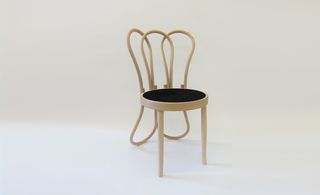 Beechwood thronet type chair with black seat