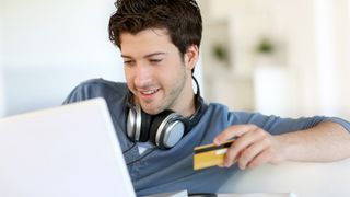 Man buying something online with credit card