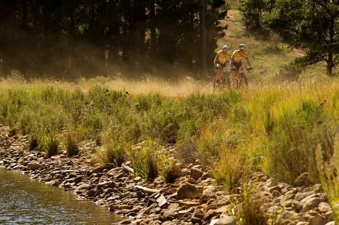 Overall winners Christoph Sauser and Jaroslav Kulhavy of Team Burry Stander-SONGO on their way to finishing
