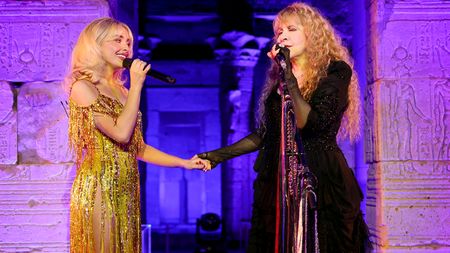 (L-R) Sabrina Carpenter and Stevie Nicks perform onstage during the 2026 Met Gala celebrating "Costume Art" at the Metropolitan Museum of Art on May 04, 2026 in New York City.