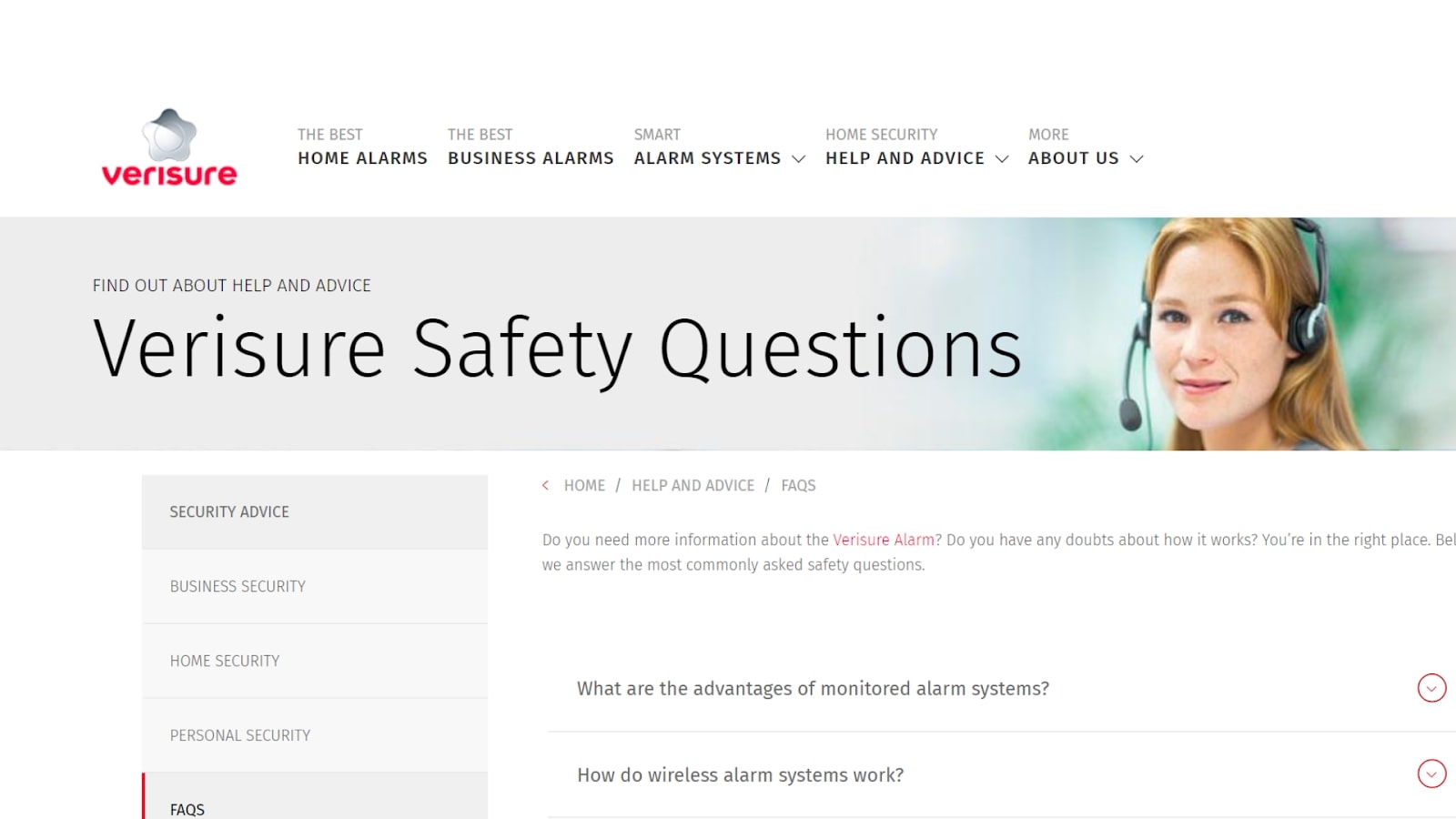 Verisure support page