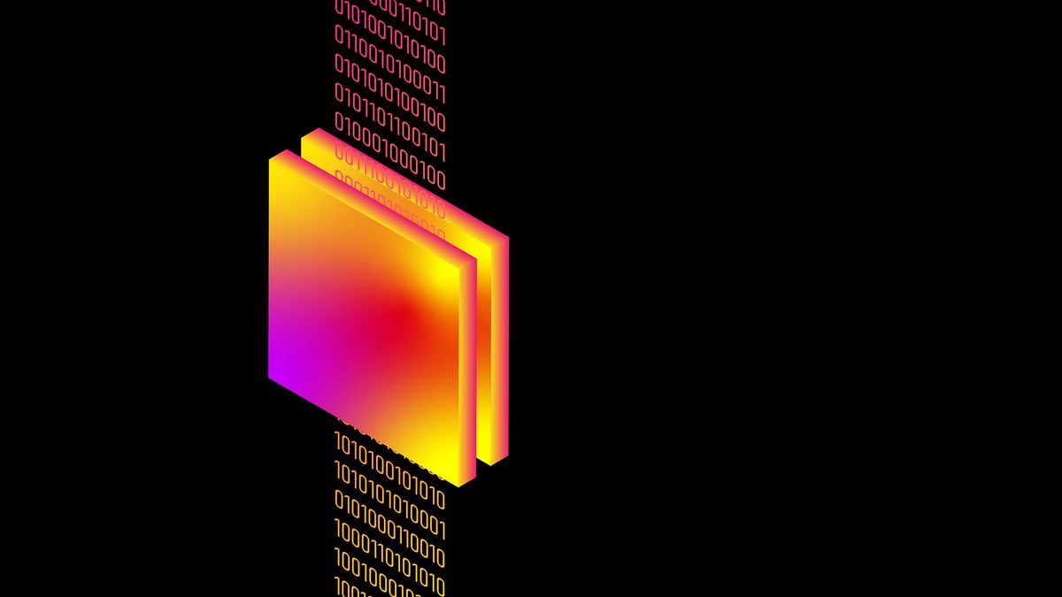 Abstract image of code passing through a filter to symbolise end-to-end encryption