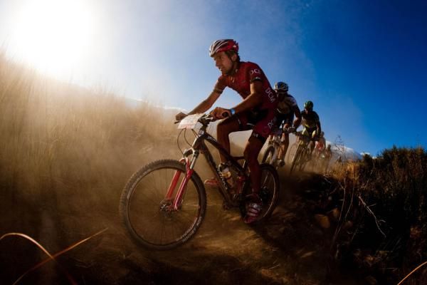 Max Knox of DCM2 leads the chase group of riders
