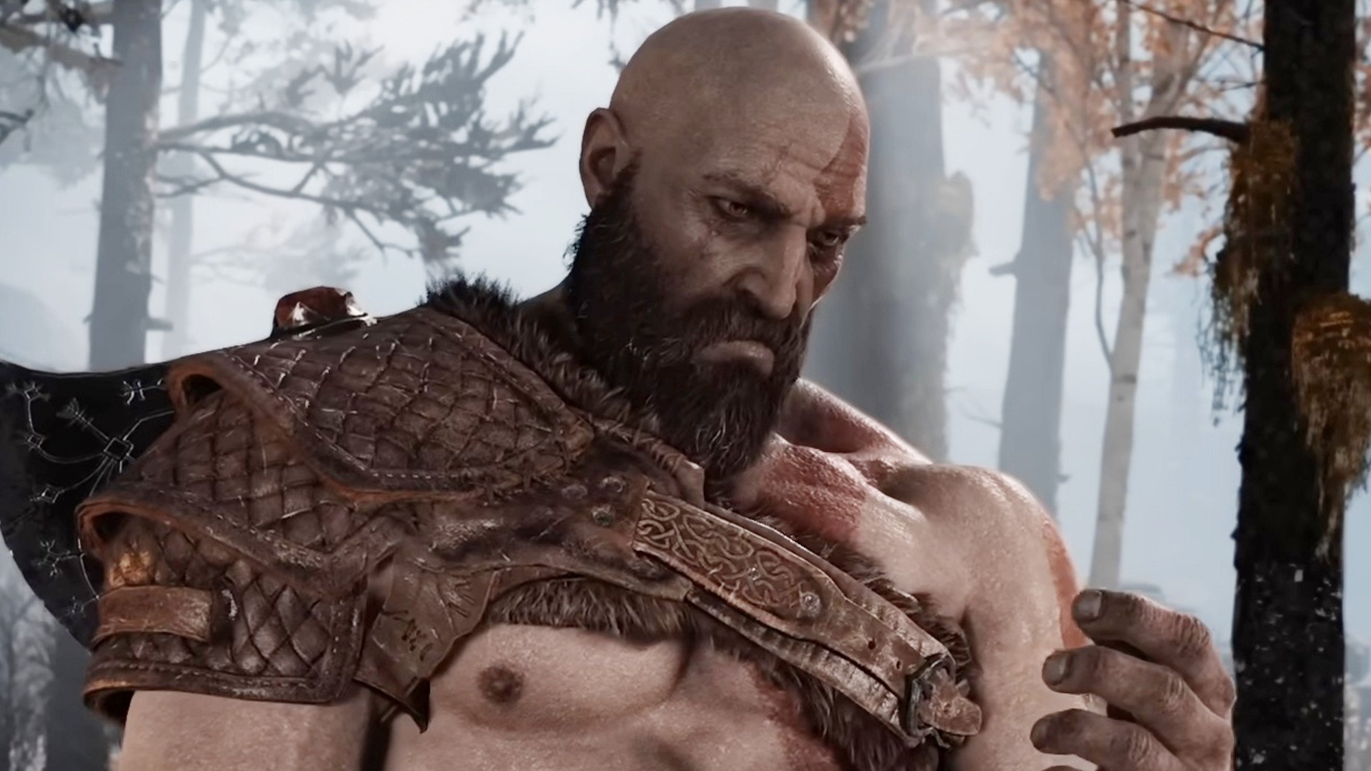 An introspective Kratos in God of War (2018)