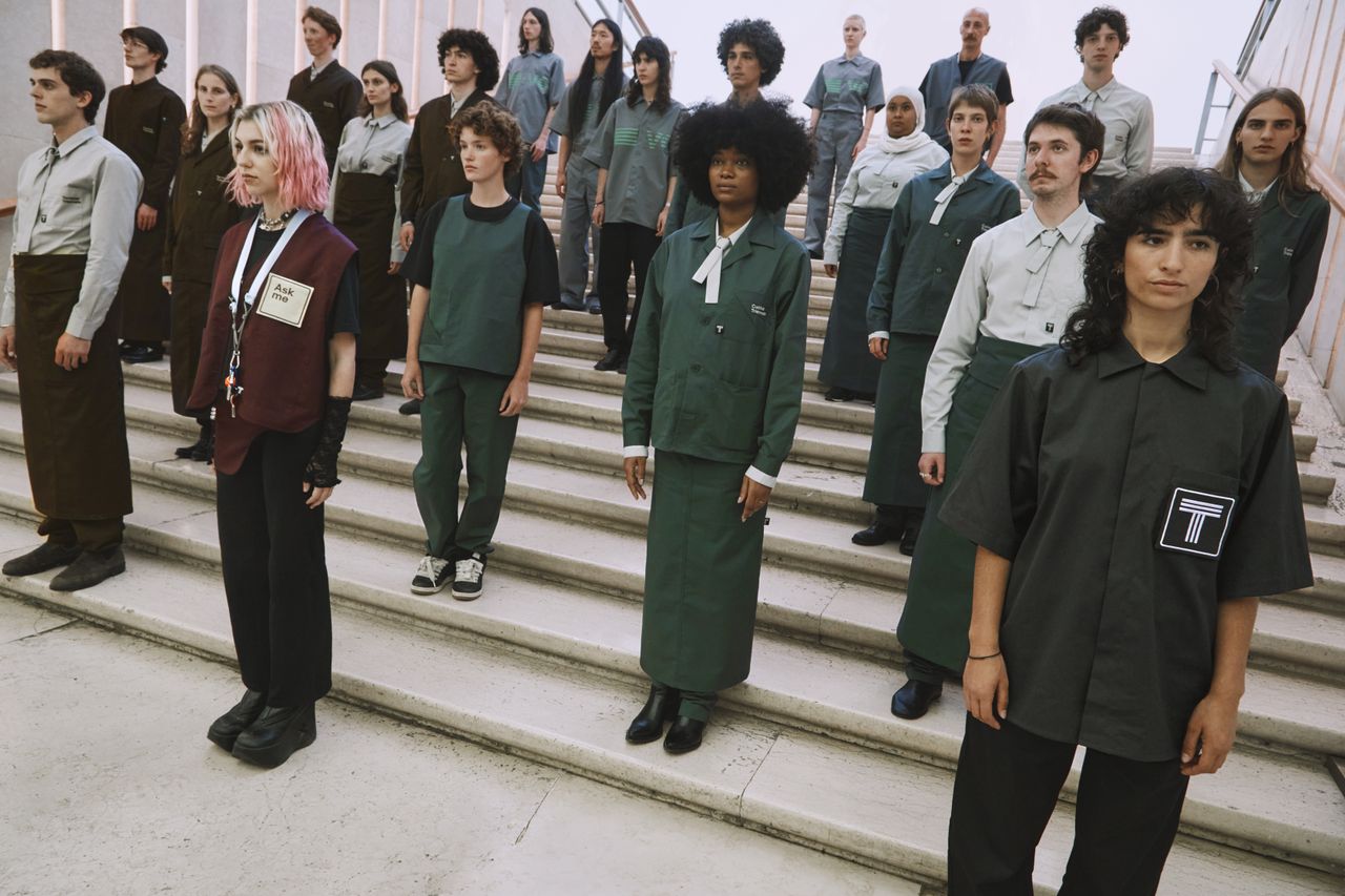 The new Triennale uniforms draw on workwear culture and Bauhaus-inspired geometries