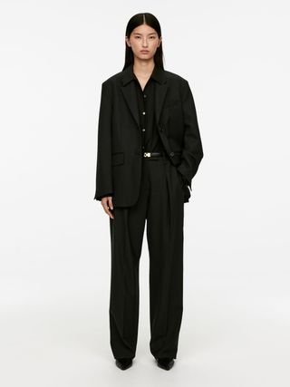 Black wool-blend Blazer