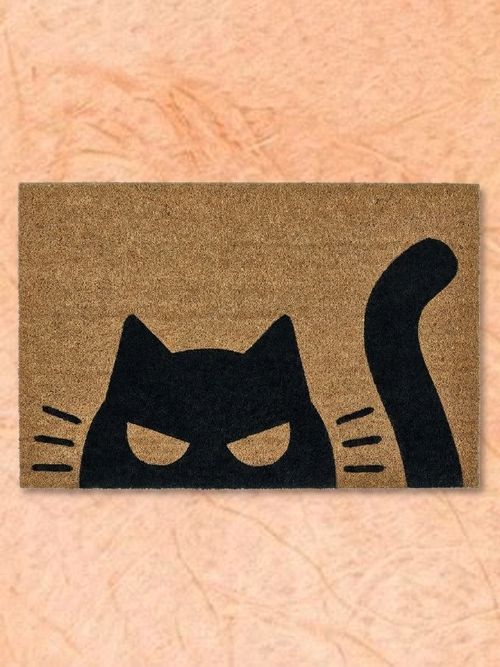 Kustfyr Door Mat - Cat Pattern Black/natural 2 ' 0 "x2 ' 11 "