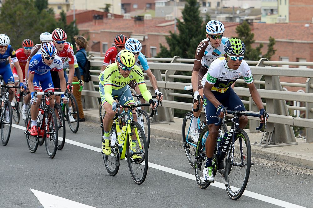 Nairo Quintana competes near Balaguer during the fifth Stage of Volta Catalunya