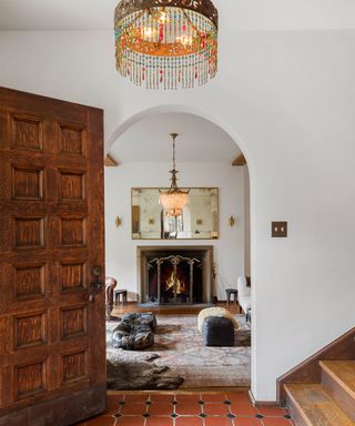 Historic foyer with original tiles in Walton Goggins’ house which is for sale in Hollywood, Los Angeles