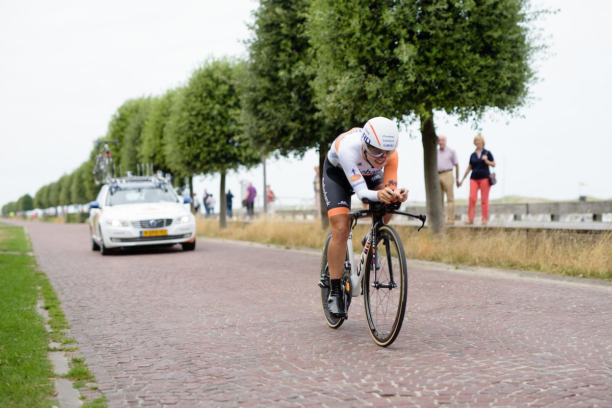 Yara Kastelijn (Rabo Liv) at the 4.4 km Prologue of the Lotto Belgium Tour