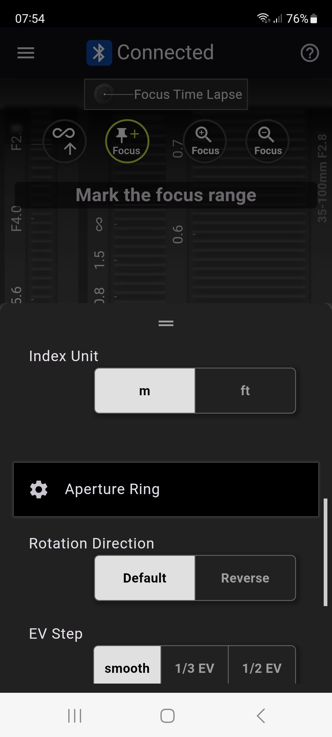 Tamron-Link smartphone app screengrab