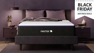 The Nectar Premier mattress on a bed frame in a well decorated bedroom