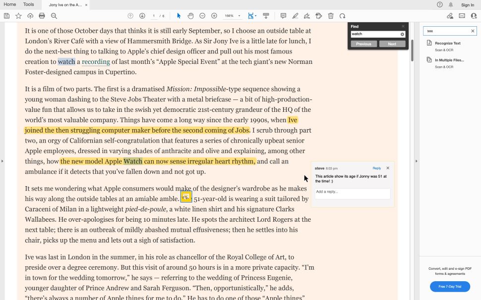 Highlighting text in Adobe Acrobat Reader DC