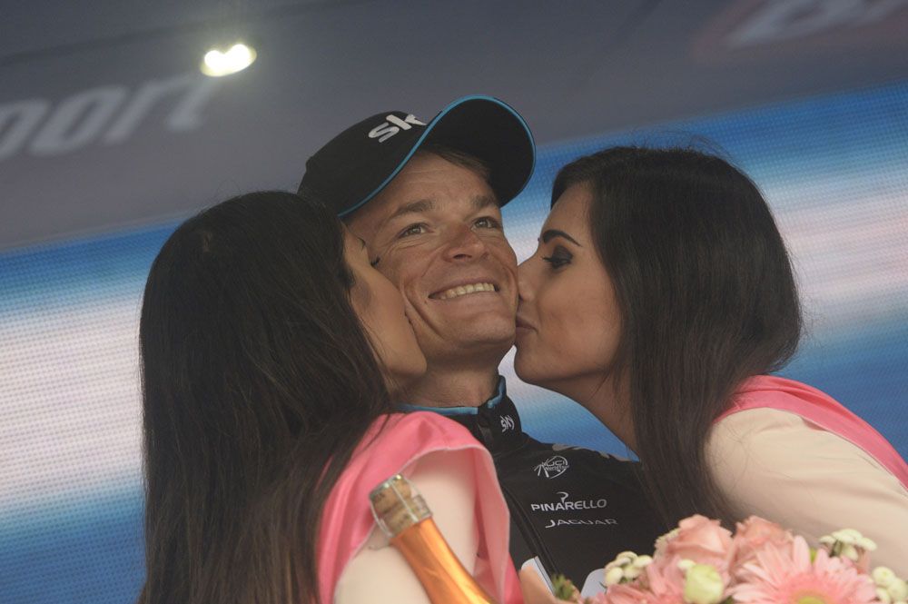 Vasil Kiryienka on the podium