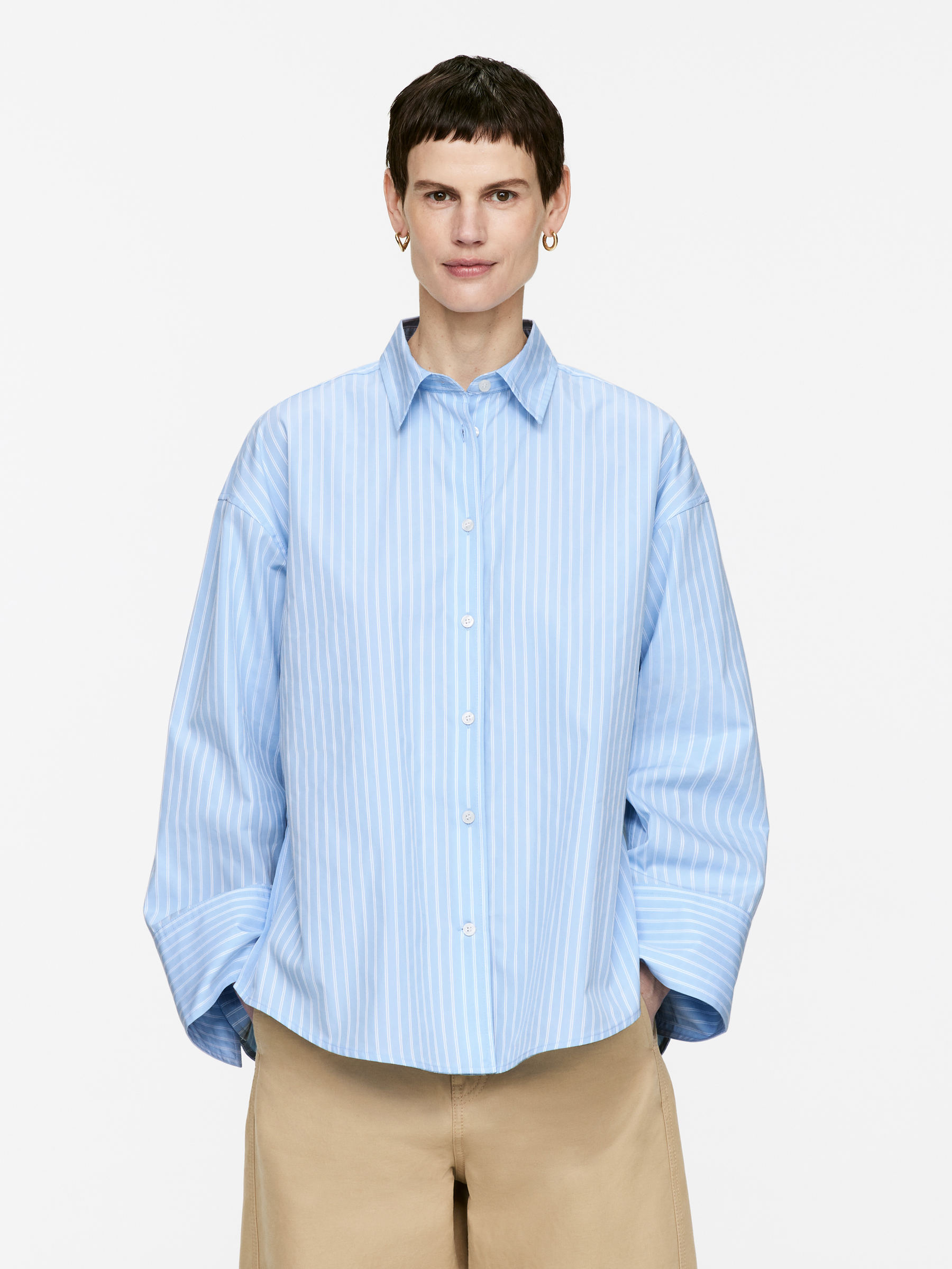 Wide-Sleeve Cotton Shirt 
 Light Blue 
 Women 
 Arket Gb