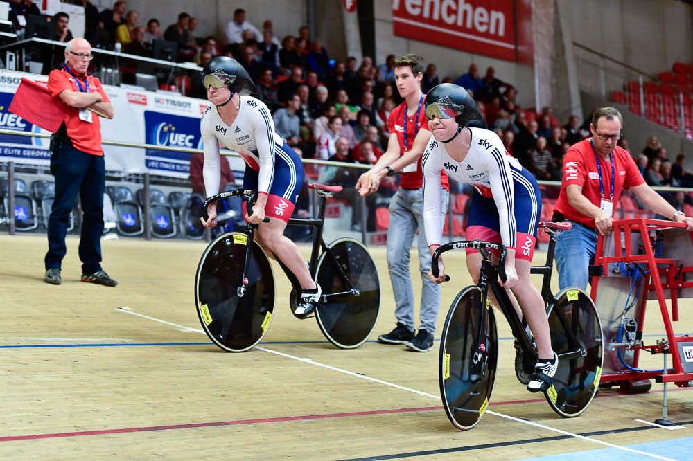 The women's sprint team comes out of the blocks