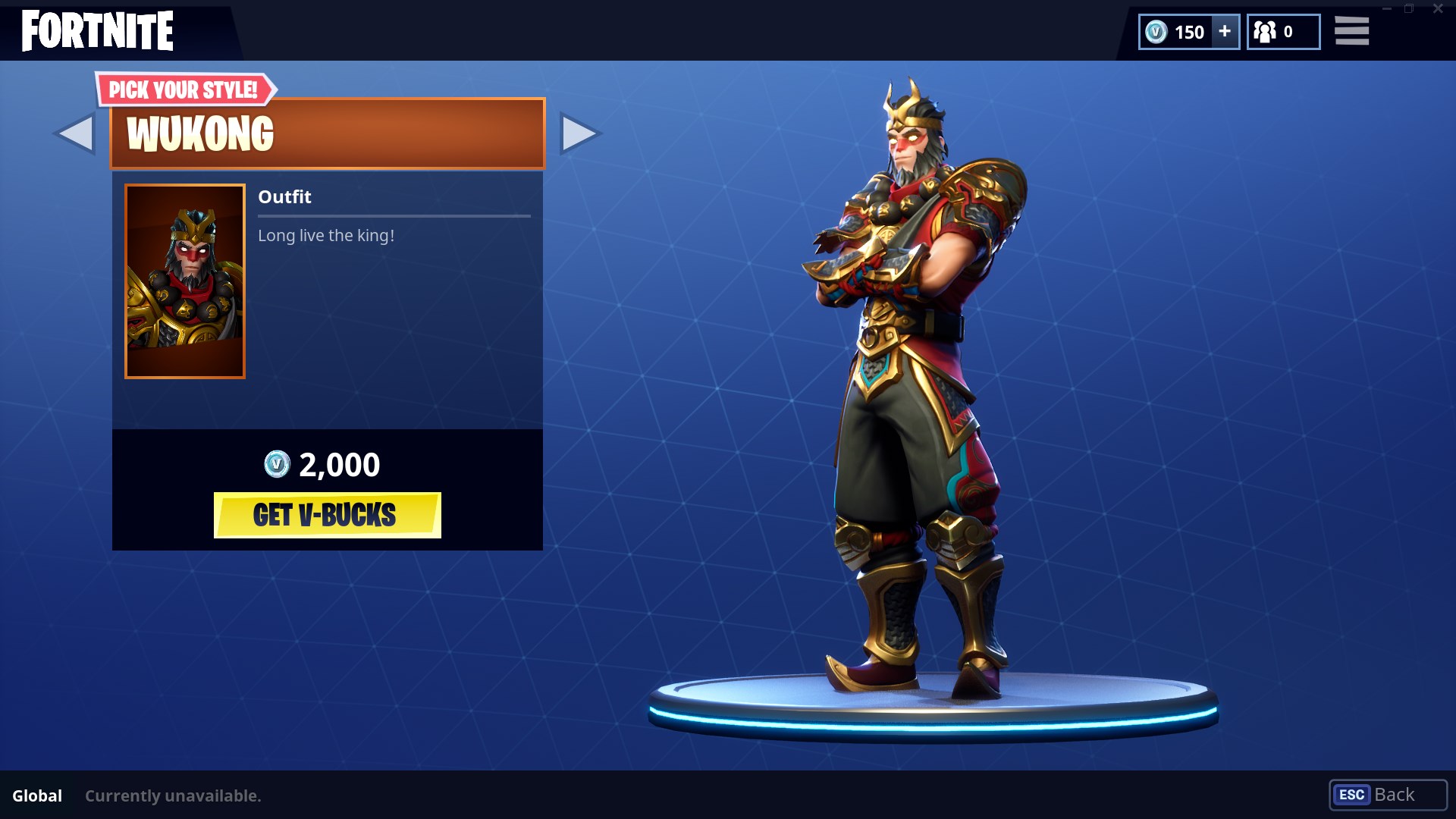 The Sun Wukong outfit, which looks like a proper Monkey King.