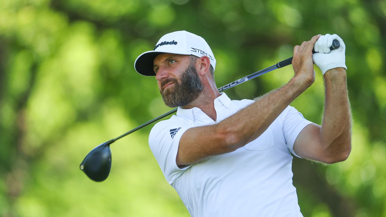 Dustin Johnson hits a shot