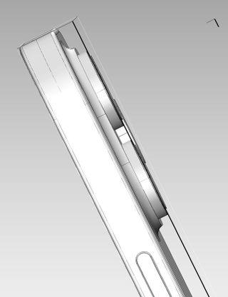 A leaked CAD file of the iPhone 14 Pro Max, showing the camera bump from the side