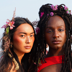 Models at Chromat Show wearing blush