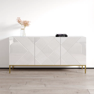 A modern sideboard with three whit doors