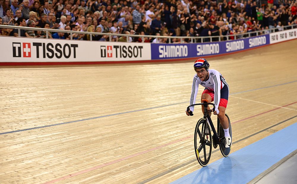 A worn out Mark Cavendish eases down after racing in The Elimination Race