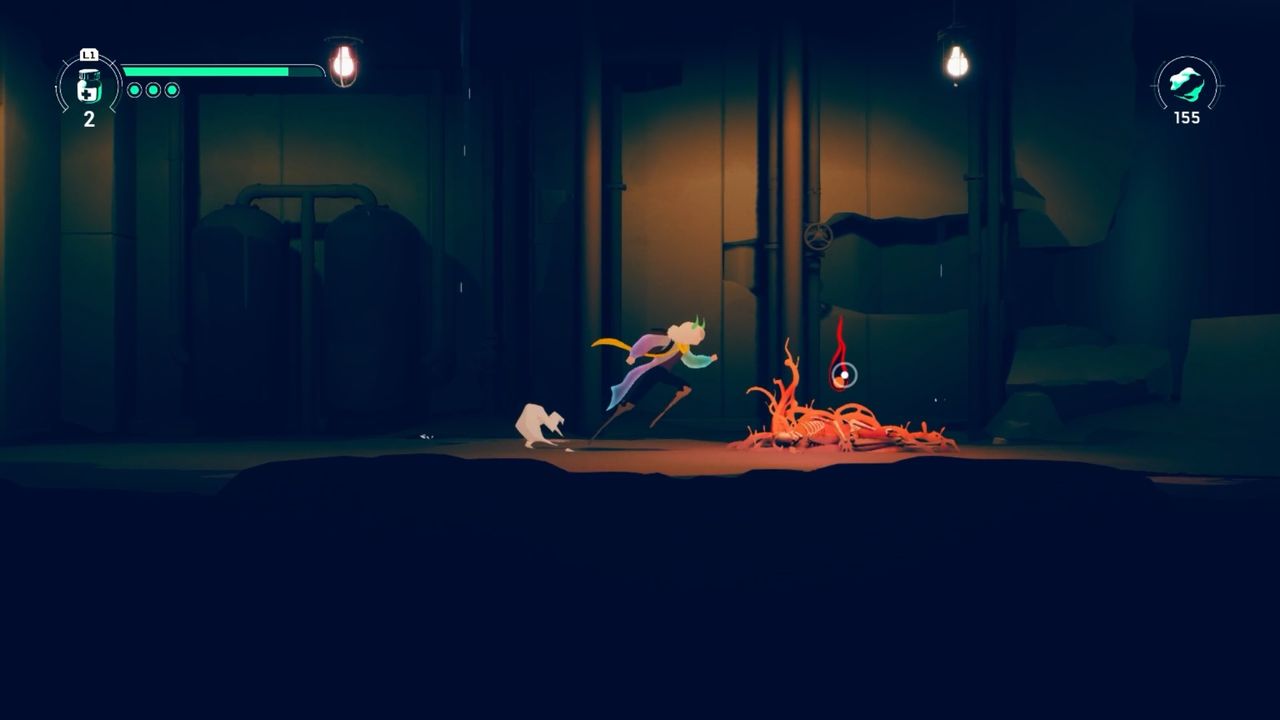 Possessor(s) gameplay showing protagonist running toward dropped item.
