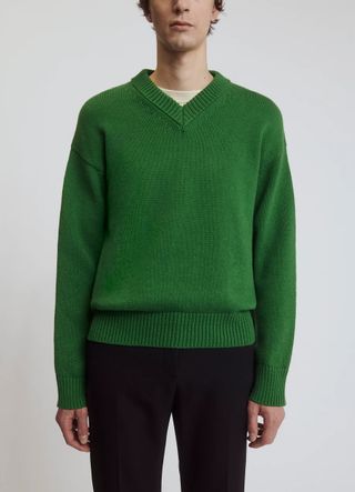 &Daughter Green V-Neck Sweater