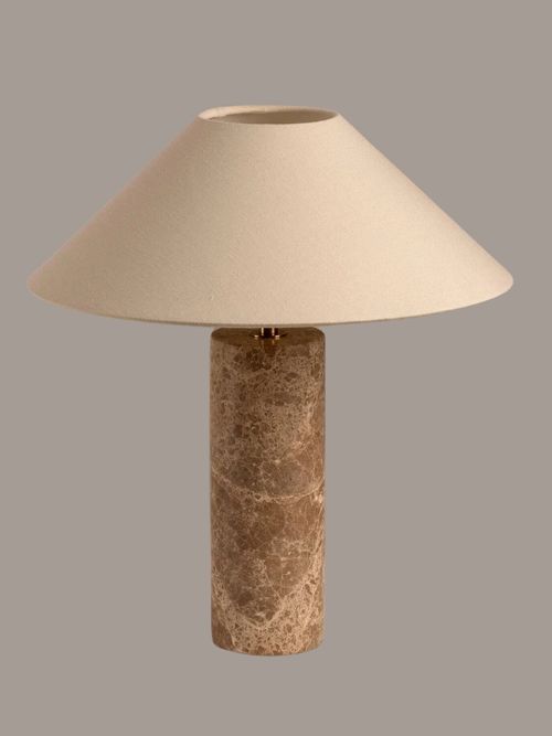 Denari Brown Marble Cylinder Table Lamp
