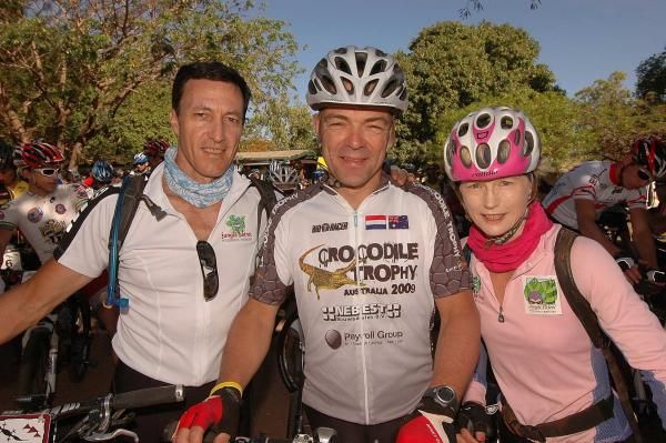 Dutchman Willemjan Hopstaken with his stage three rescuers Andrew Graham and Sharman Parr.