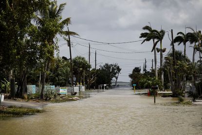 A flooded street after Hurricane Idalia made landfall in Cristal River, Florida, US, on Wednesday, Aug. 30, 2023.
