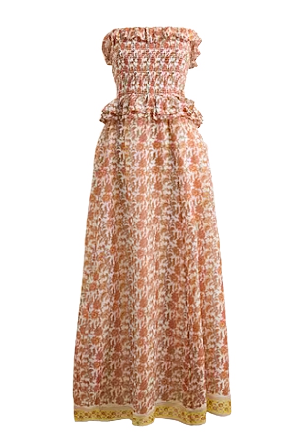 Ravenna Dress in Sunset Rose Block-Print Ramie