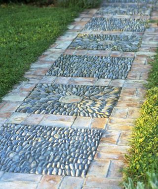 garden path designed from pebbles
