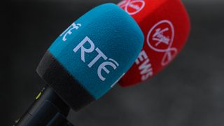 RTE microphone during entrance to government building in 2021