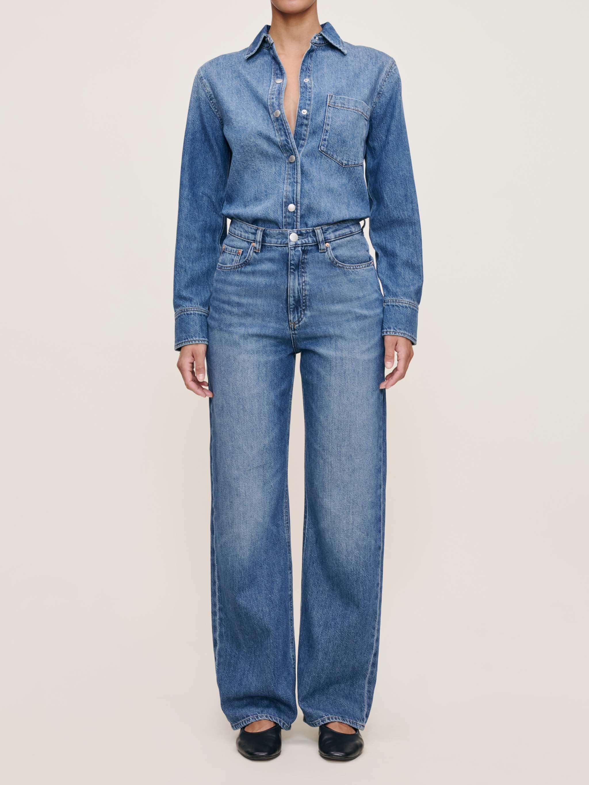 Karmine Refined Wide Leg High Rise 31" Jeans | Lapis - 23 / Lapis