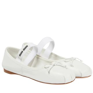 Miu Miu Logo leather ballet flats