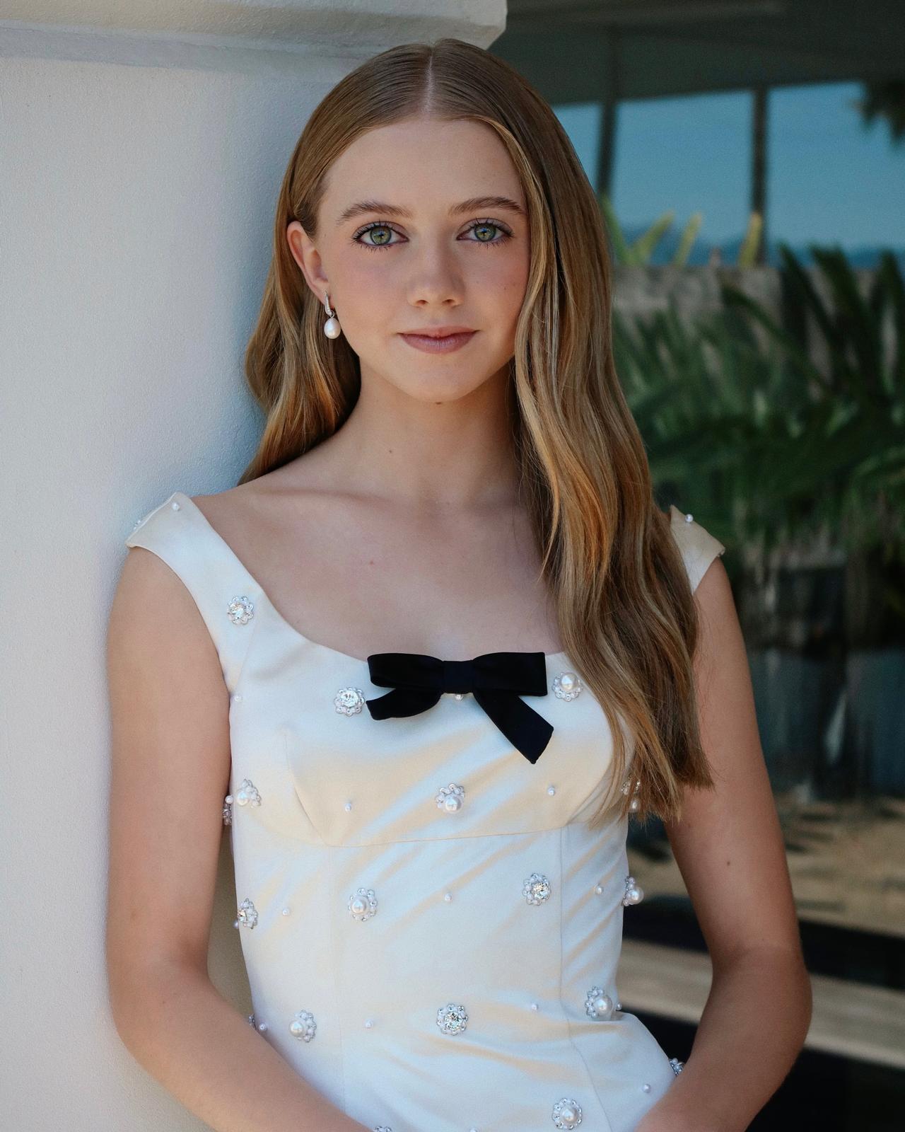 Evie Templeton wears Miu Miu to promote "Victorian Psycho" at the 2026 Cannes Film Festival.