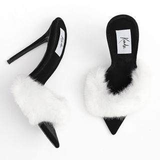 Black Velvet White Mink Mules *as Seen on Sabrina Carpenter