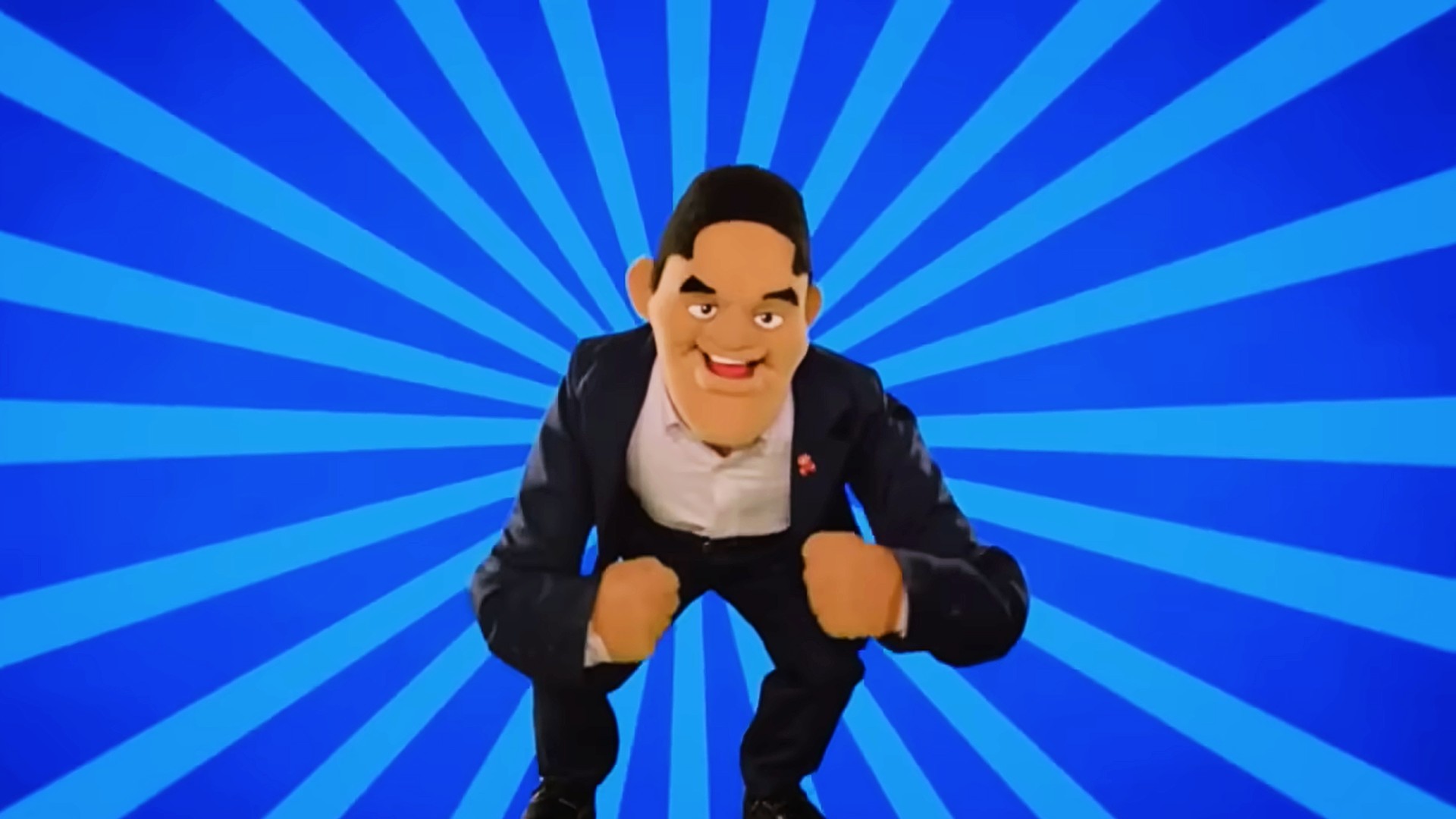 A puppet of former Nintendo of America president Reggie Fils-Aimé